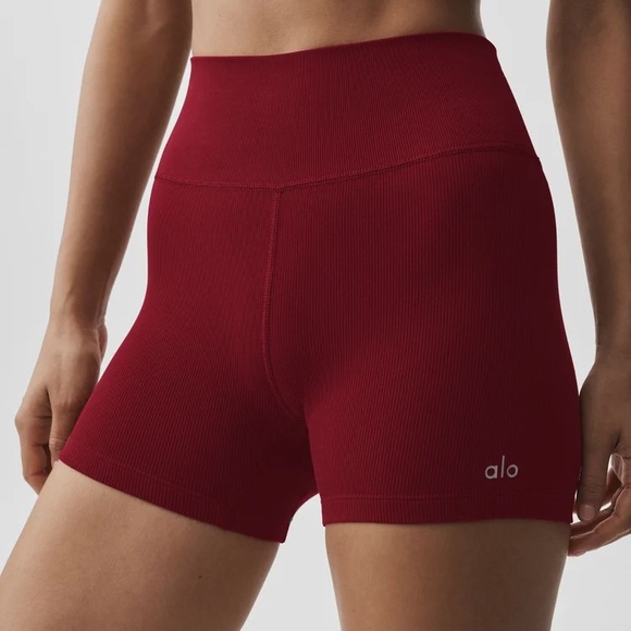 ALO Yoga Pants - Alo Yoga 4" Seamless Modal Ribbed High-Waist Short Summer Romance Red S